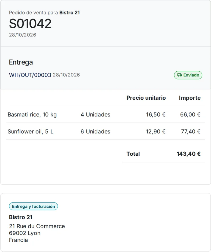 Un pedido profesional en la cuenta de tu cliente, a sus propios precios, con su entrega.